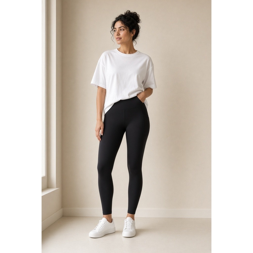 Spanx Booty Boost Active Leggings Black High Waist Tall XL Long Yoga Pants